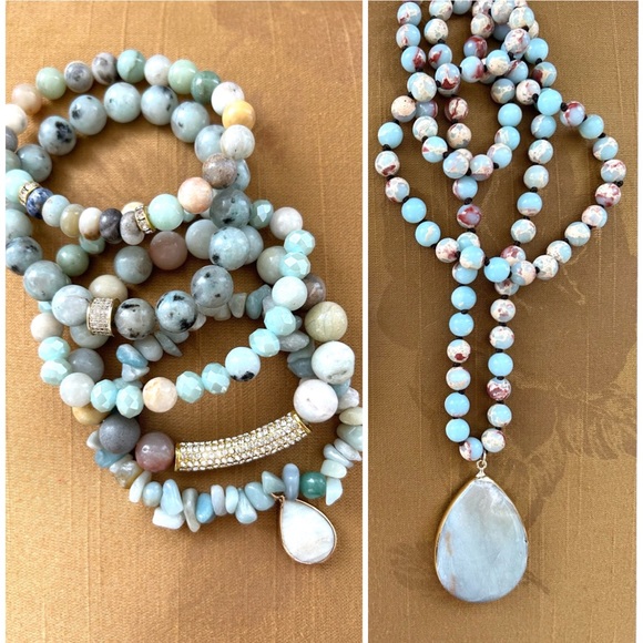 Amazonite Necklace and Bracelet Matching Set- New - Picture 1 of 9